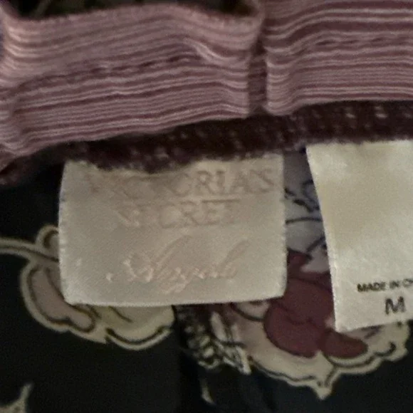 Vintage Victoria's Secret Angels Pajama Pants Size M Black Floral Lounge Preppy - Picture 8 of 12